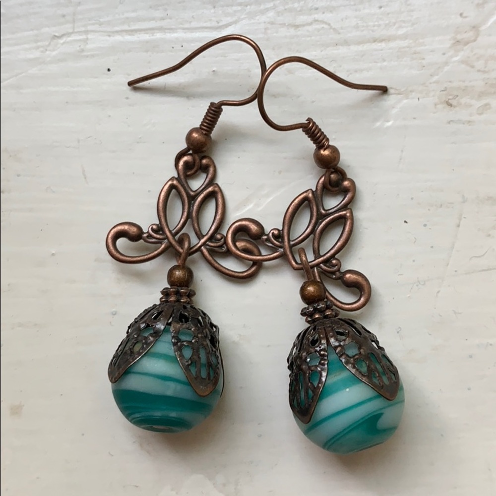 Teal Handcrafted Earrings